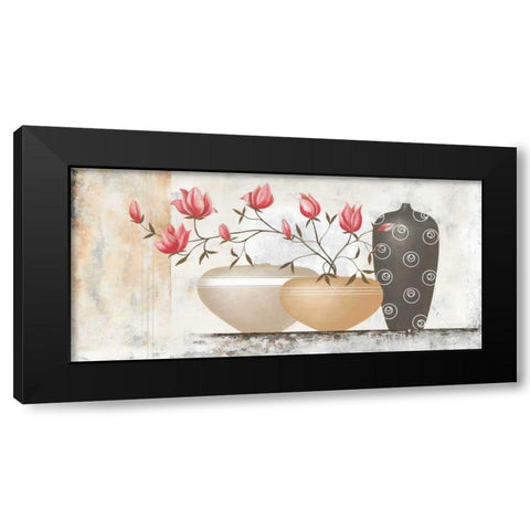 Pink Magnolias II Black Modern Wood Framed Art Print with Double Matting by Sedalia, David