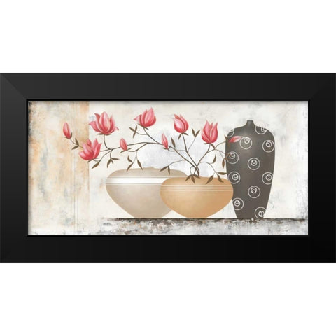 Pink Magnolias II Black Modern Wood Framed Art Print by Sedalia, David