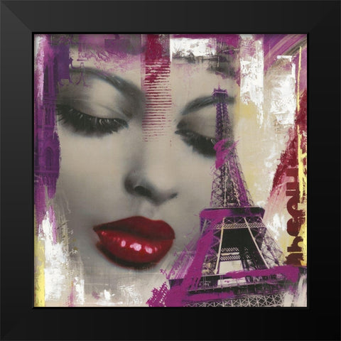 FACES PARIS Black Modern Wood Framed Art Print by Pax