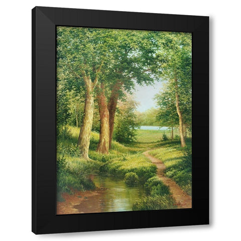 THE GREEN MAY Black Modern Wood Framed Art Print by Osipova, Svetlana