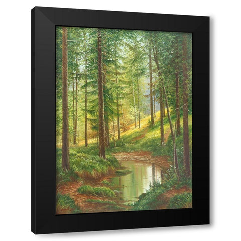 SUNLIT FOREST Black Modern Wood Framed Art Print by Osipova, Svetlana