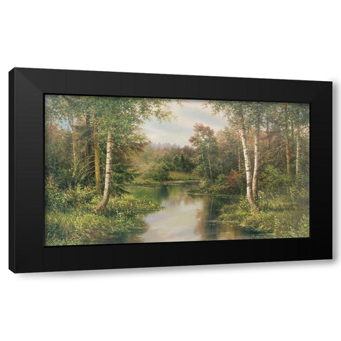 RIVER Landscape Black Modern Wood Framed Art Print with Double Matting by Osipova, Svetlana