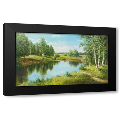 THE POOL Black Modern Wood Framed Art Print with Double Matting by Osipova, Svetlana