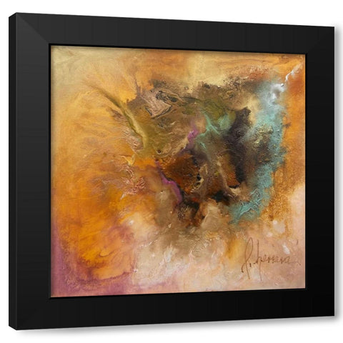 OUTBURST Black Modern Wood Framed Art Print with Double Matting by Herrera, Leticia