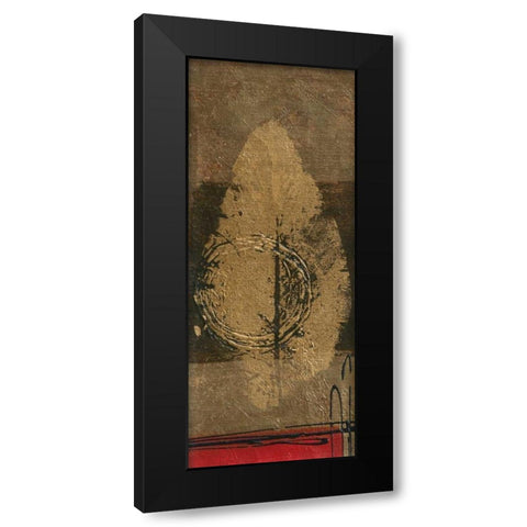 Golden Leaf I Black Modern Wood Framed Art Print with Double Matting by Kikani, Umang