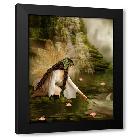 Water Fairy Black Modern Wood Framed Art Print by Babette