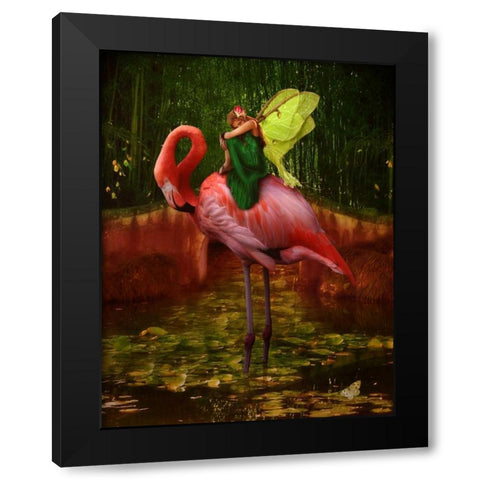 Resting Fairy Black Modern Wood Framed Art Print by Babette