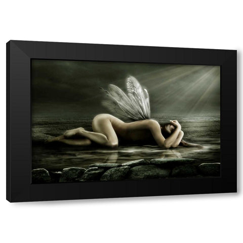 Ocean Fairy Black Modern Wood Framed Art Print by Babette