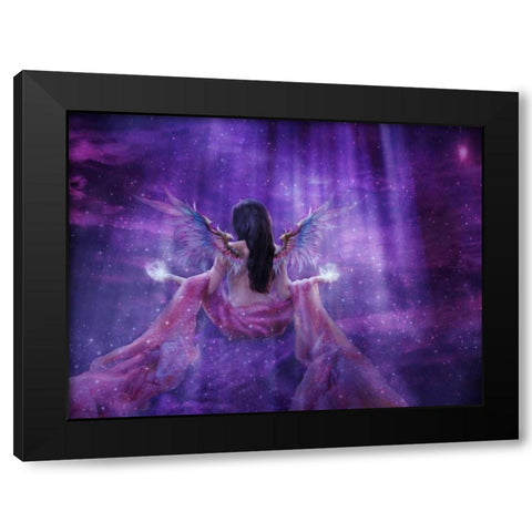 Angelic Blessing Black Modern Wood Framed Art Print by Babette