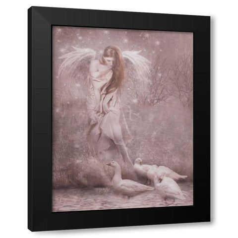 Caring Black Modern Wood Framed Art Print with Double Matting by Babette