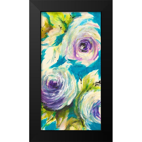 Floral ON TURQUOIS III Black Modern Wood Framed Art Print by Ganz, Michael