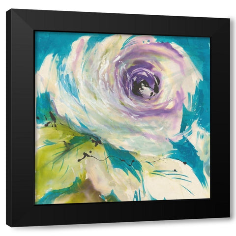 Floral ON TURQUOIS I Black Modern Wood Framed Art Print by Ganz, Michael