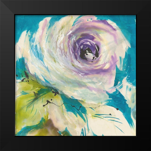 Floral ON TURQUOIS I Black Modern Wood Framed Art Print by Ganz, Michael