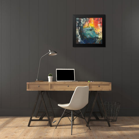 POP BEETLE Black Modern Wood Framed Art Print by Mizo