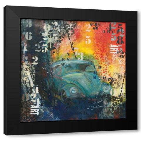POP BEETLE Black Modern Wood Framed Art Print with Double Matting by Mizo