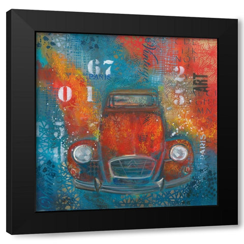 POP 2CV Black Modern Wood Framed Art Print with Double Matting by Mizo