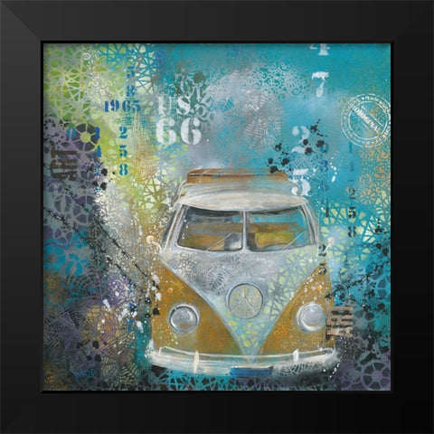 YELLOW BULLY Black Modern Wood Framed Art Print by Mizo