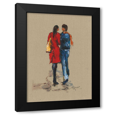 CITY WALK Black Modern Wood Framed Art Print by Shenli