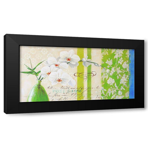 Floral GREETINGS I Black Modern Wood Framed Art Print by Warminski
