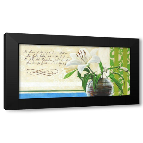 Floral GREETINGS II Black Modern Wood Framed Art Print by Warminski