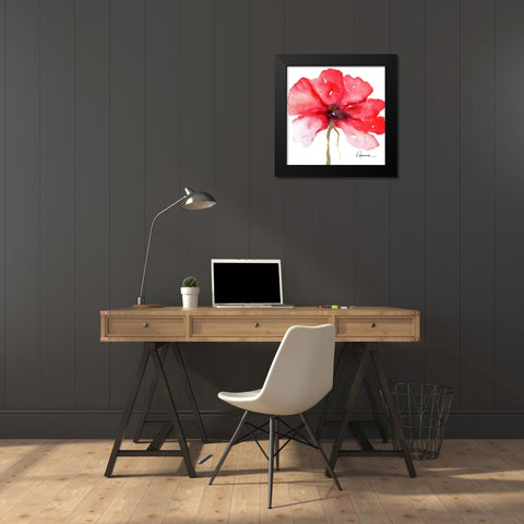 WATERCOLOR POPPY I Black Modern Wood Framed Art Print by Herrera, Leticia