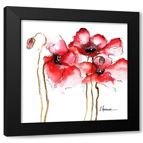 WATERCOLOR POPPIES I Black Modern Wood Framed Art Print by Herrera, Leticia