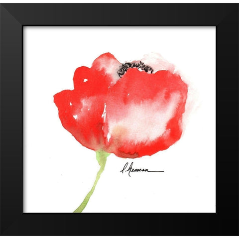 WATERCOLOR POPPY II Black Modern Wood Framed Art Print by Herrera, Leticia