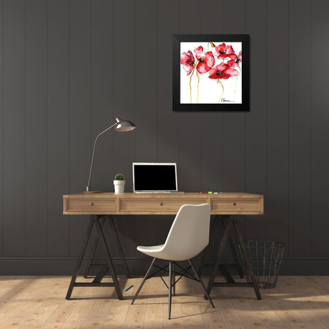 WATERCOLOR POPPIES II Black Modern Wood Framed Art Print by Herrera, Leticia