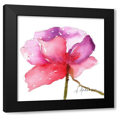 WATERCOLOR POPPY III Black Modern Wood Framed Art Print by Herrera, Leticia