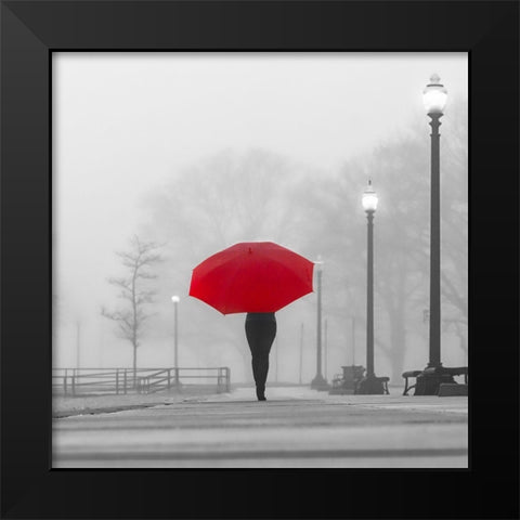 Bright Umbrella Black Modern Wood Framed Art Print by de Carvalho