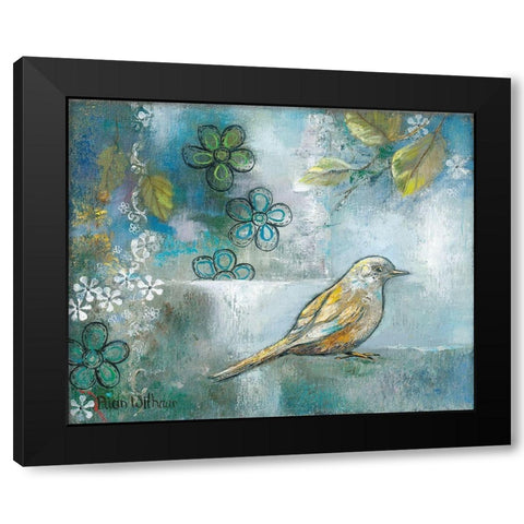 FLOWER BIRD I Black Modern Wood Framed Art Print with Double Matting by Withaar, Rian
