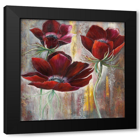 FLOWER DANCE Black Modern Wood Framed Art Print with Double Matting by Withaar, Rian