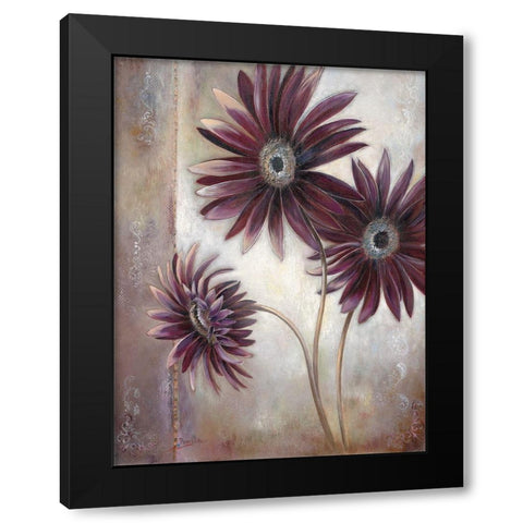 THREE FLOWERS Black Modern Wood Framed Art Print with Double Matting by Withaar, Rian