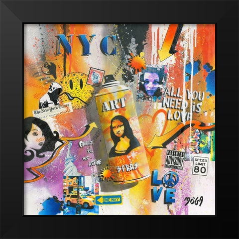 ART SPRAY GRAFFITY Black Modern Wood Framed Art Print by Moega