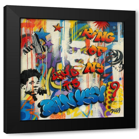 WHO GRAFFITY Black Modern Wood Framed Art Print by Moega