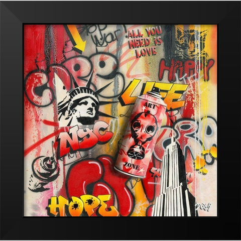 ART ZONE GRAFFITY Black Modern Wood Framed Art Print by Moega