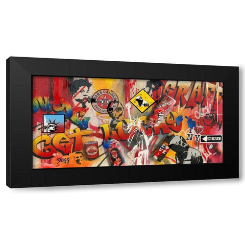 GET LUCKY GRAFFITY Black Modern Wood Framed Art Print with Double Matting by Moega