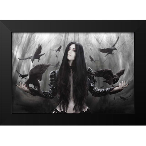 Jackdaw Black Modern Wood Framed Art Print by Babette