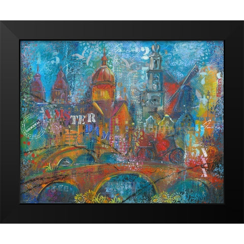 ABSTRACT CITY Black Modern Wood Framed Art Print by Mizo