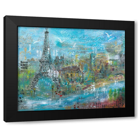ABSTRACT PARIS Black Modern Wood Framed Art Print with Double Matting by Mizo