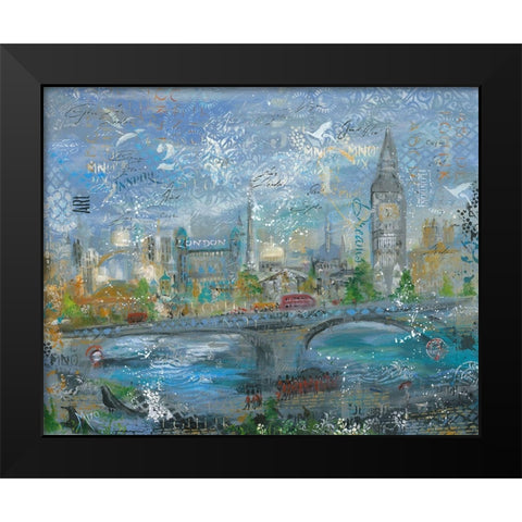 ABSTRACT LONDON Black Modern Wood Framed Art Print by Mizo
