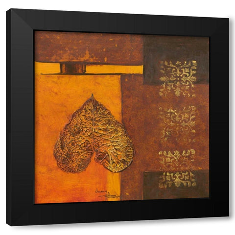 Leaflets I Black Modern Wood Framed Art Print by Kikani, Umang