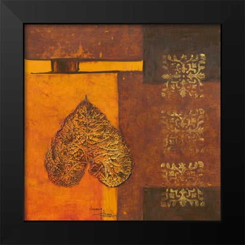 Leaflets I Black Modern Wood Framed Art Print by Kikani, Umang