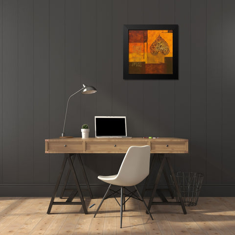 Leaflets II Black Modern Wood Framed Art Print by Kikani, Umang