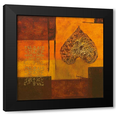 Leaflets II Black Modern Wood Framed Art Print by Kikani, Umang