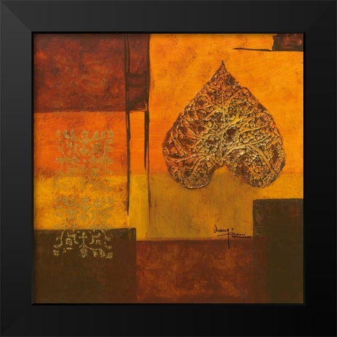 Leaflets II Black Modern Wood Framed Art Print by Kikani, Umang