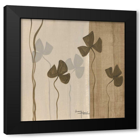 Dancing Leaves I Black Modern Wood Framed Art Print with Double Matting by Kikani, Umang