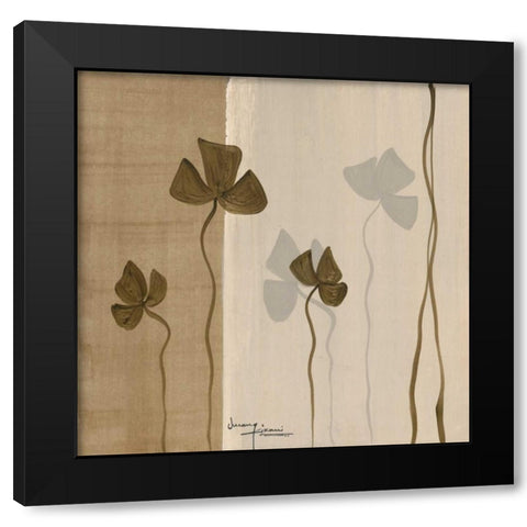 Dancing Leaves II Black Modern Wood Framed Art Print by Kikani, Umang