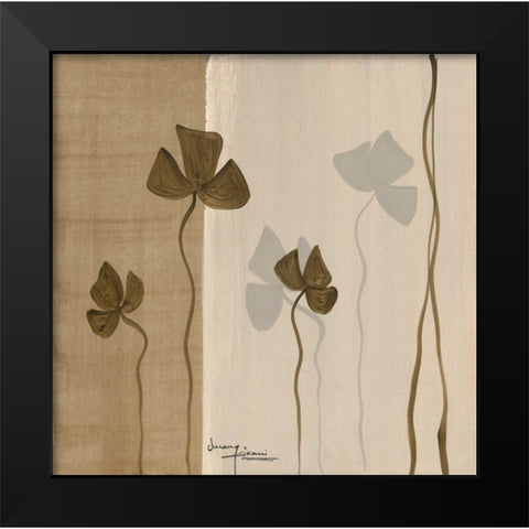 Dancing Leaves II Black Modern Wood Framed Art Print by Kikani, Umang