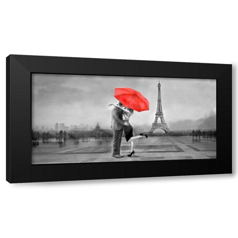 B+W Paris Love Black Modern Wood Framed Art Print with Double Matting by Tarin, Michael